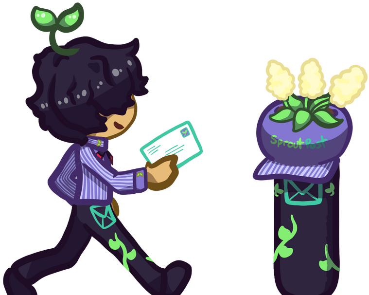 Sproutdone mascot character delivering mail to a sproutpost mailbox.